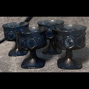 Vintage Noritake Cobalt Blue Spotlight Footed Sherbet Dessert Mugs Set of 4.